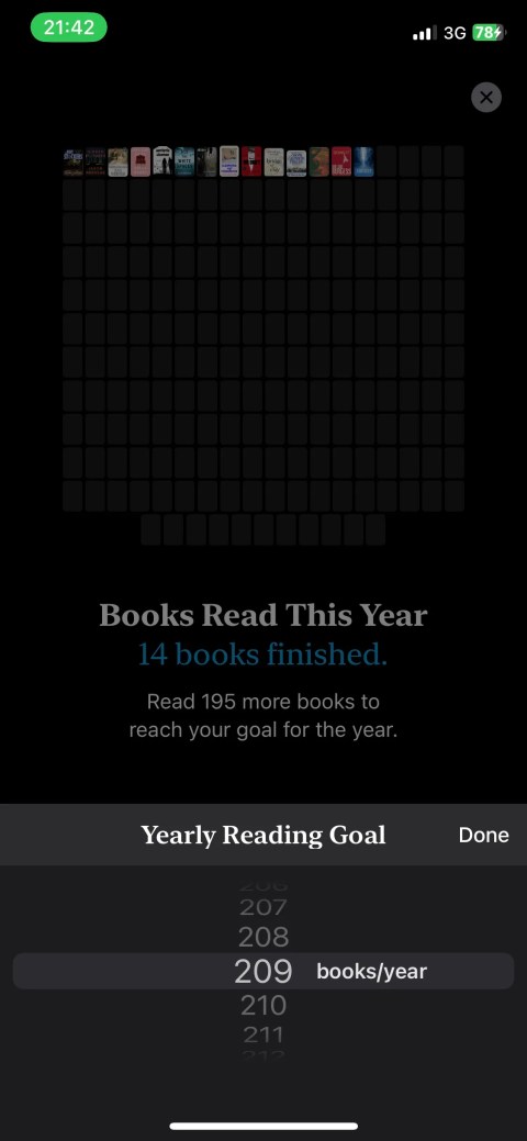 Setting yearly reading goal in Apple Books iOS