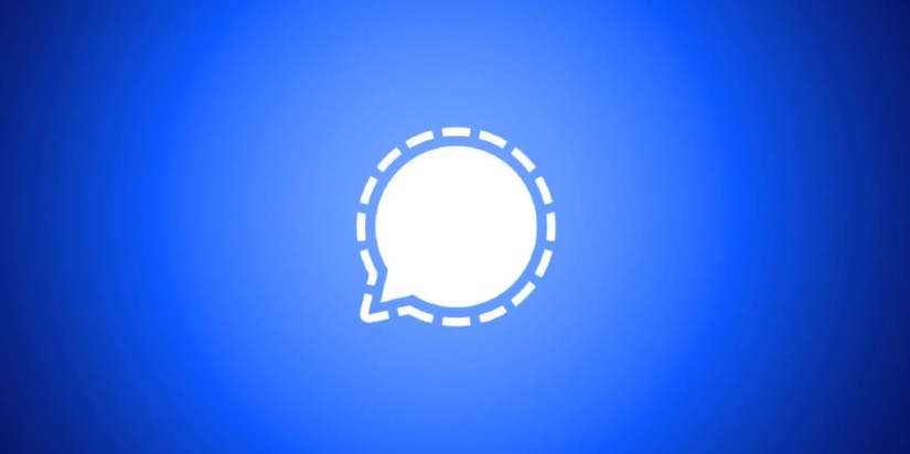 Signal app logo on blue background.