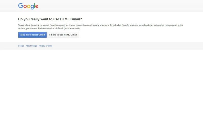 A screenshot of the Switch to HTML Gmail Option page