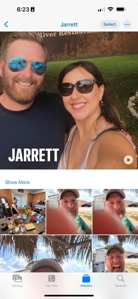 view of a tagged person inside people album on iPhone