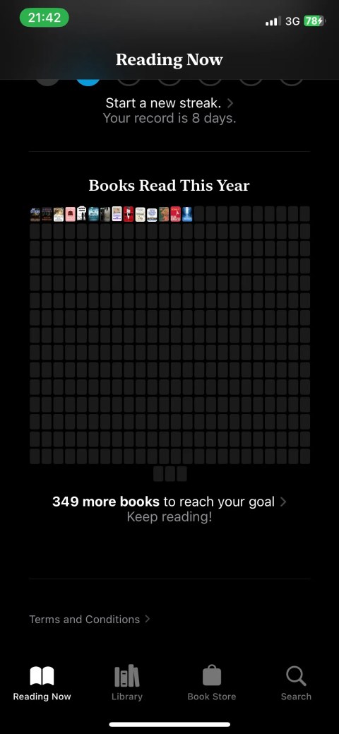 Yearly goal in Apple Books iOS
