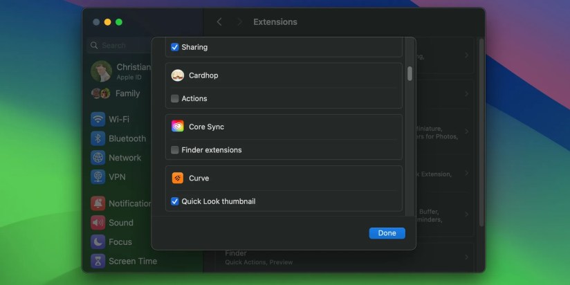 Adobe CoreSync Finder extension disabled in macOS System Settings