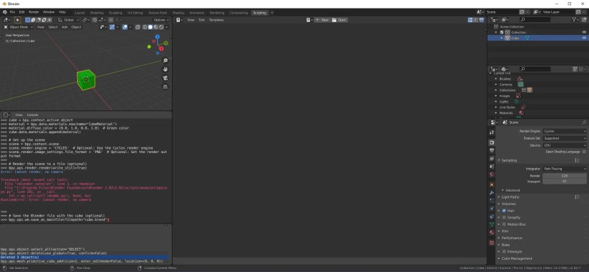 Blender script generated cube