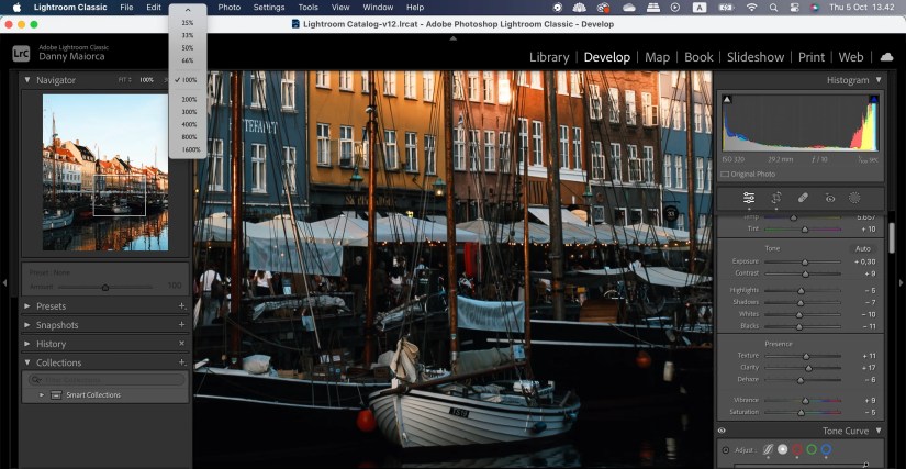 Change the zoom of a photo in Adobe Lightroom