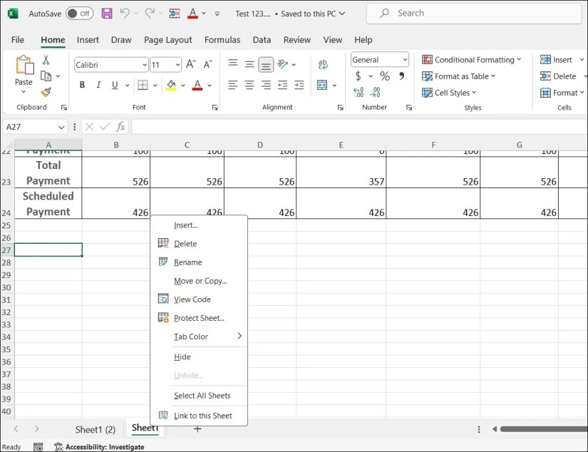 Delete a Sheet in Excel