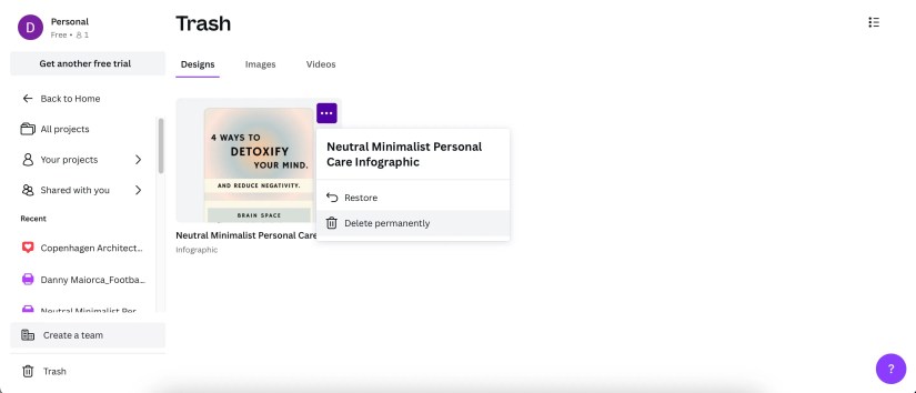 Delete a File Permanently in Canva