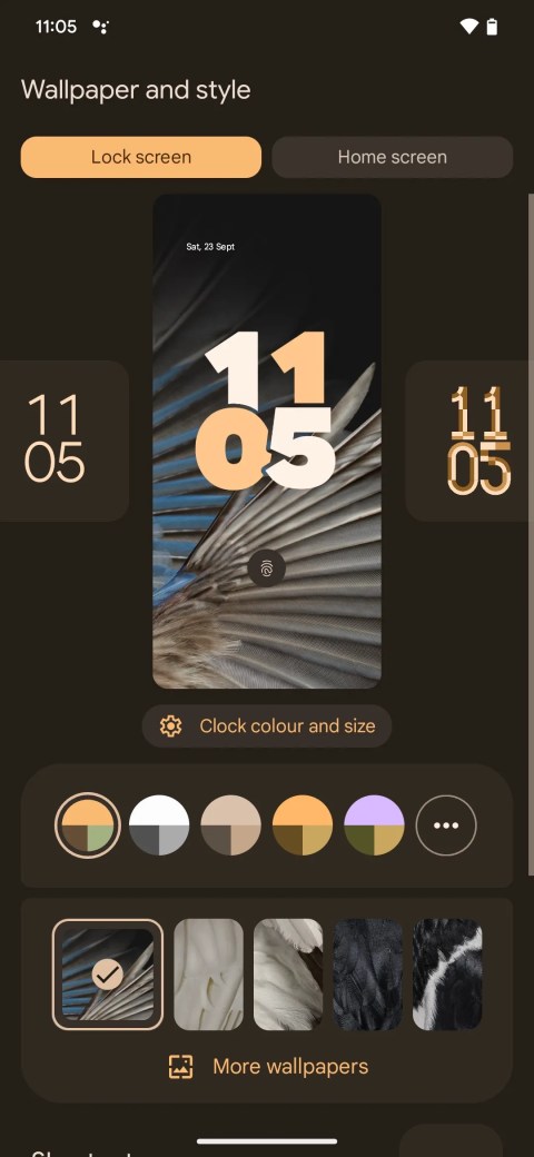 Google Pixel lock screen clock customization in Android 14