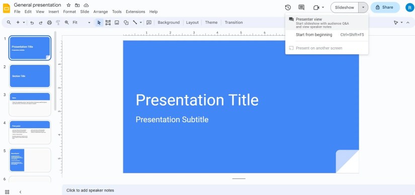 Google Slides Q&amp;A Session Drop-Down Menu Presenter View