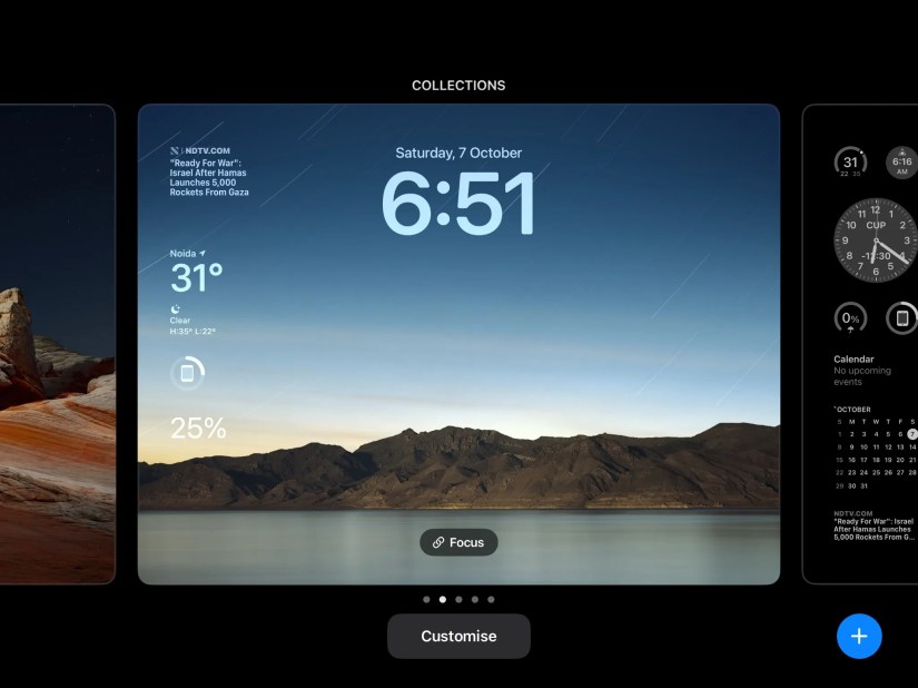 iPadOS 17 Lock Screen Switcher open with the ability to choose between multiple Lock Screens