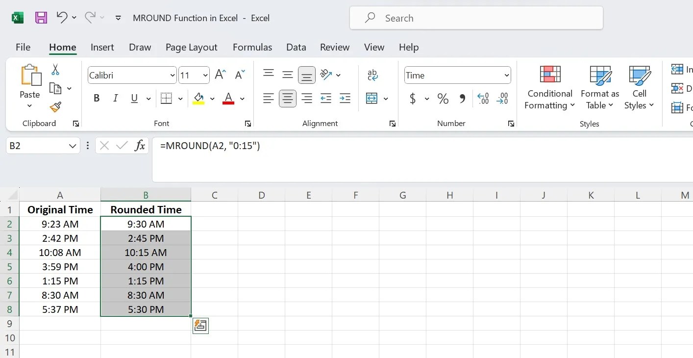 How to Use the MROUND Function in Excel