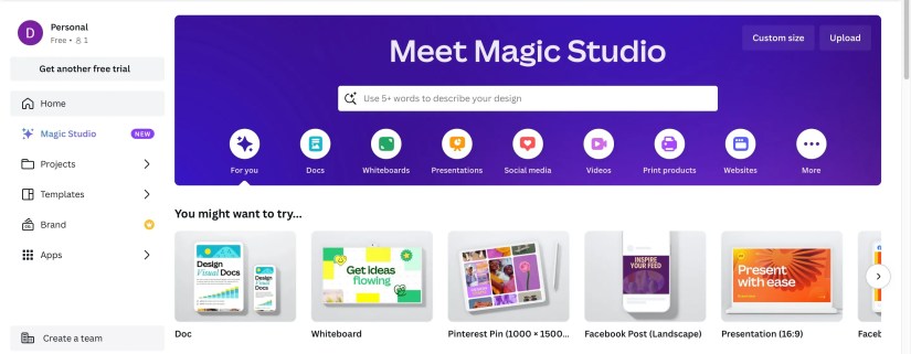 Select Projects in Canva Interface