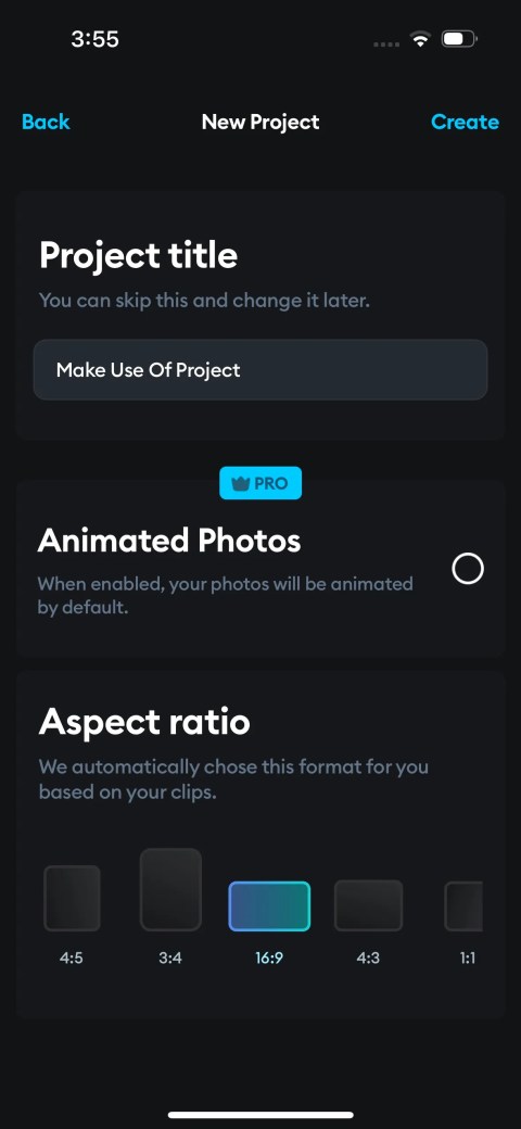 Setting Video title and aspect ratio on Splice App
