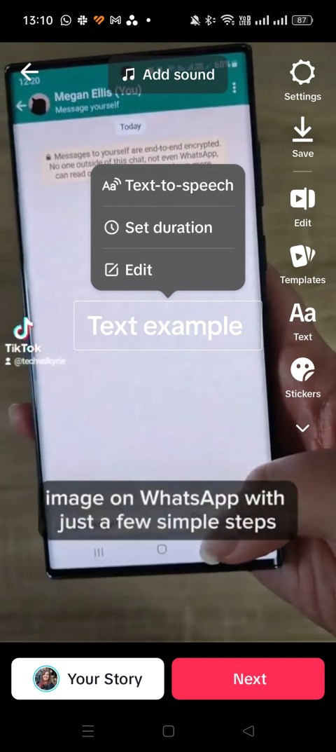 text-to-speech feature menu above text
