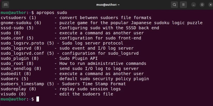 Using apropos command on Linux