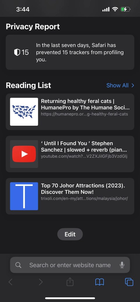 iphone safari start page