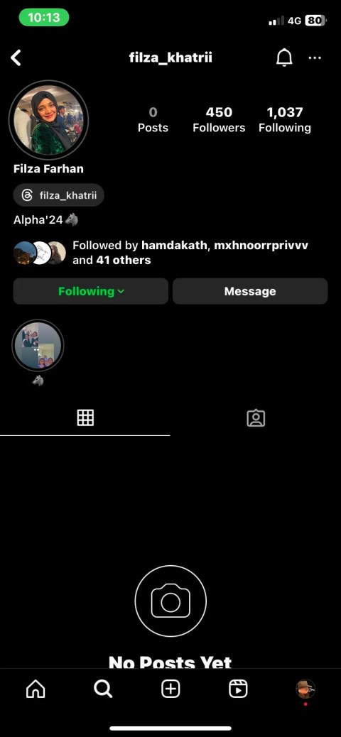 screen displaying an account on instagram