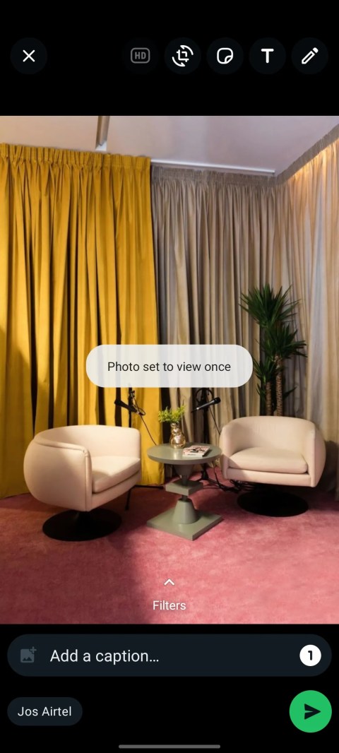 screenshot showing view once mode enabled on whatsapp