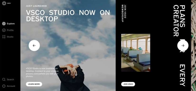 Select the Studio tab in the VSCO app