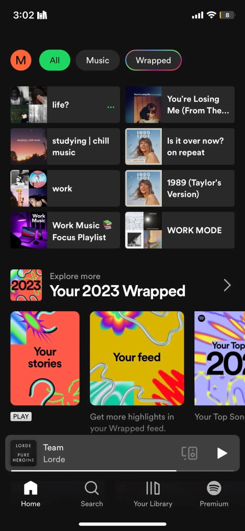 spotify app homepage