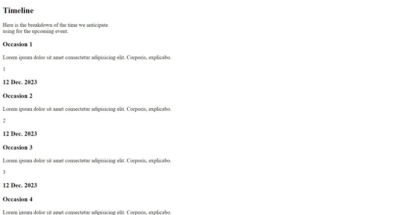 Timeline component html structure