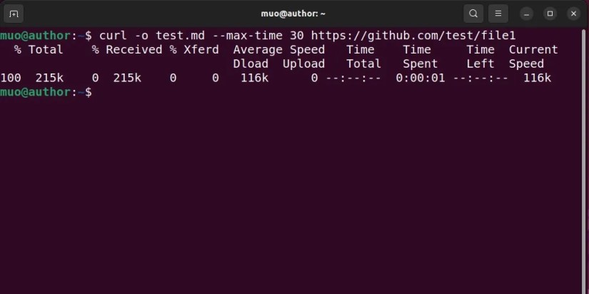 using maxtime option with curl on ubuntu