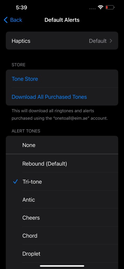 changing default alert sound on iPhone