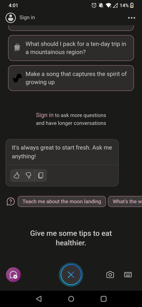 Voice input query in Microsoft Copilot app