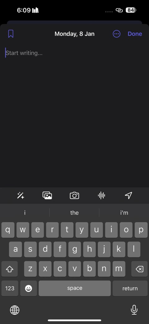 a new journal entry on iPhone