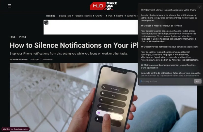 Arc&rsquo;s Max translating a web page