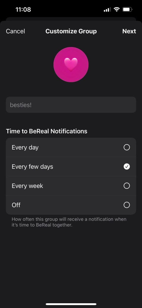 bereal customizing realgroup notification