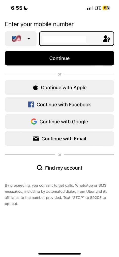 creating an Uber account on Uber eats