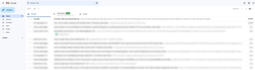 Email inbox showing the email you’d receive when a private youtube video is shared with you