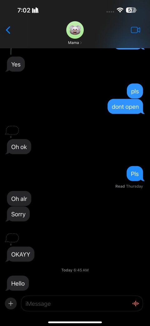A conversation on Messages