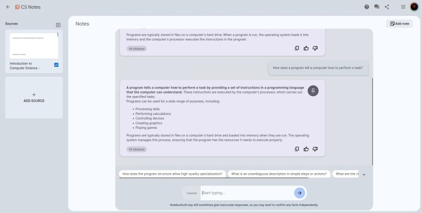analyzing a pdf and asking questions with the help of notebooklm