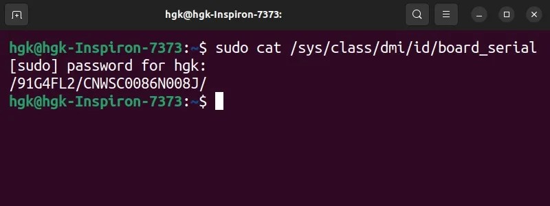 determining a computer’s system serial number through a simple cat command in the linux terminal