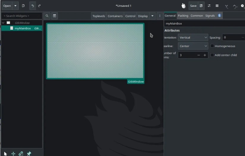 Creating ID for Glade GtkBox widget
