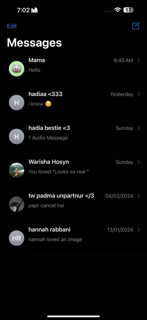 Messages app on an iPhone