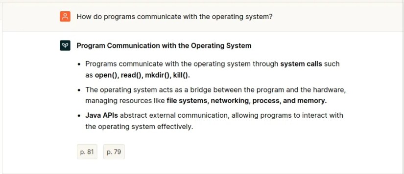 pdf ai explains how programs interact with an operating system using the text in a pdf