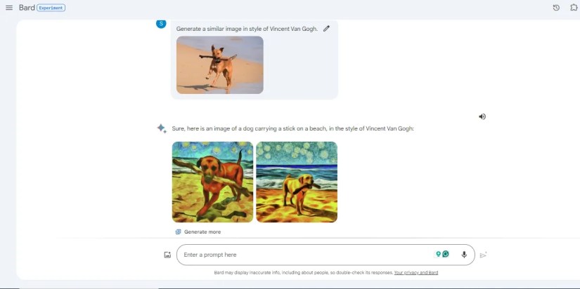 using image prompts to generate AI image with Bard