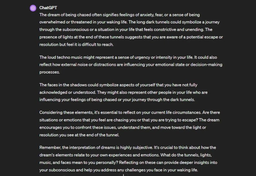 chatgpt plus dream interpreter prompt library output