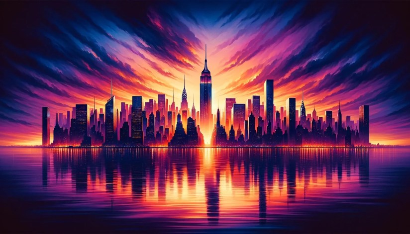 An image of the NYC skyline Created with DALL-E 3