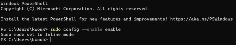 Enabling sudo on Windows via PowerShell