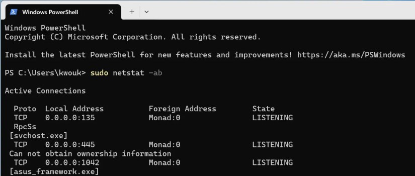 Running a command on Windows via sudo