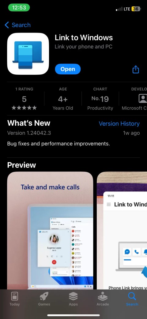 Downloading the Link to Windows app on iPhone.