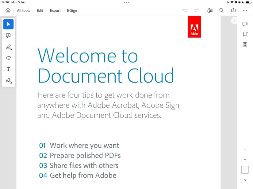 Adobe Acrobat Reader iPad App
