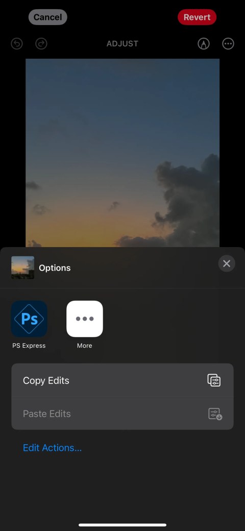 Copying edits on an iPhone