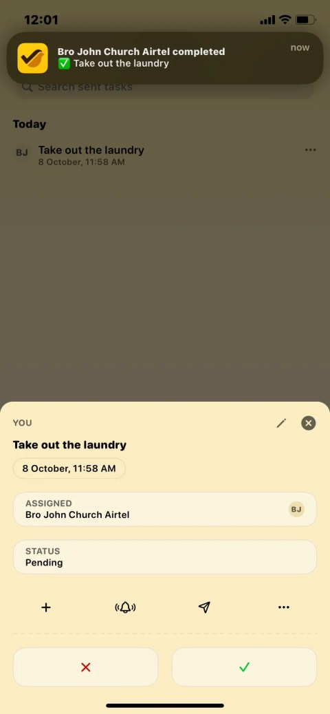 Karo app task assigned page