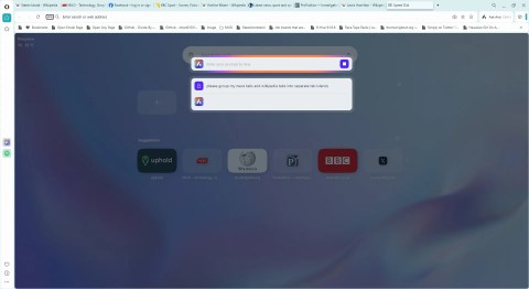 opera aria ai tab commands group multiple tabs