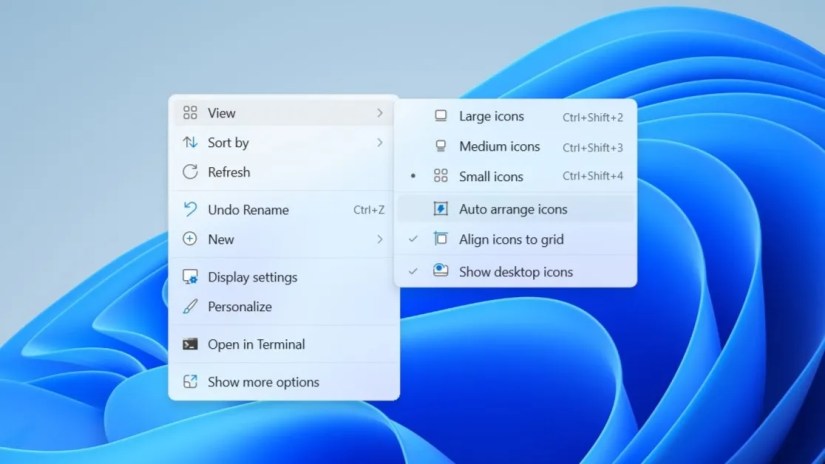 Auto Arrange Icons Option in Windows Context Menu