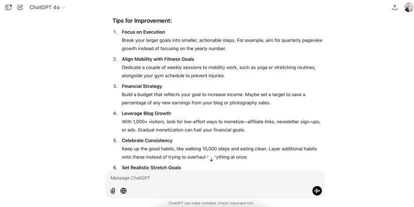 Yearly review suggestions in the ChatGPT app